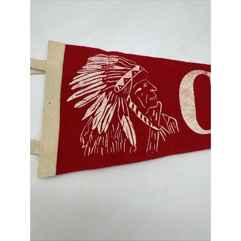 Vintage Felt Custer Indians Penant Flag 17.5
